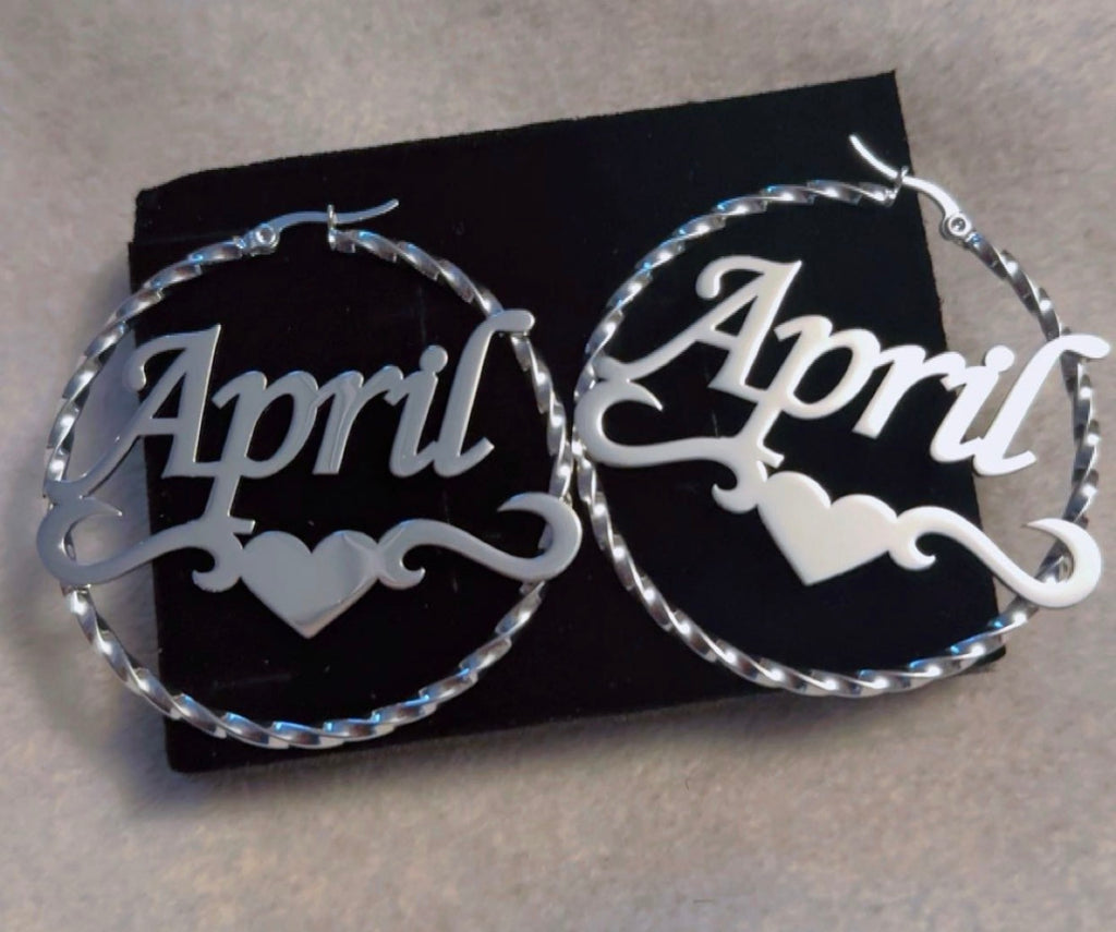 Twisted Name Hoop Earrings