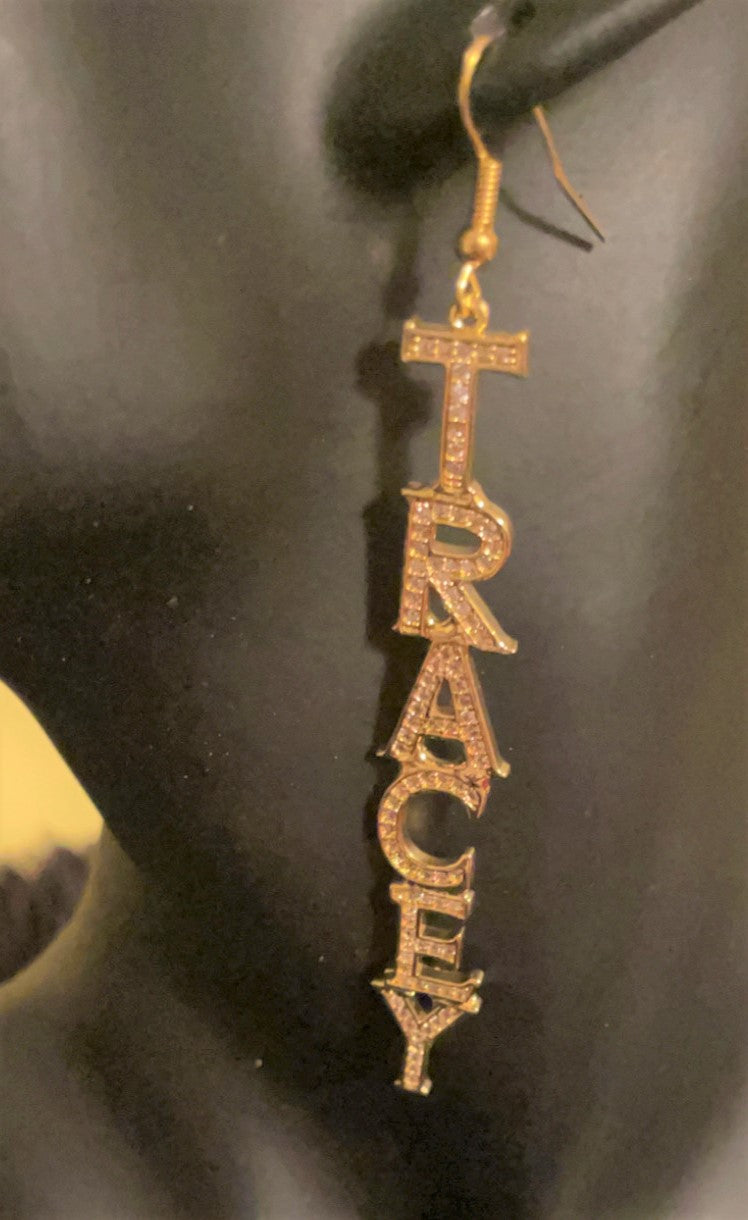 Vertical name earrings