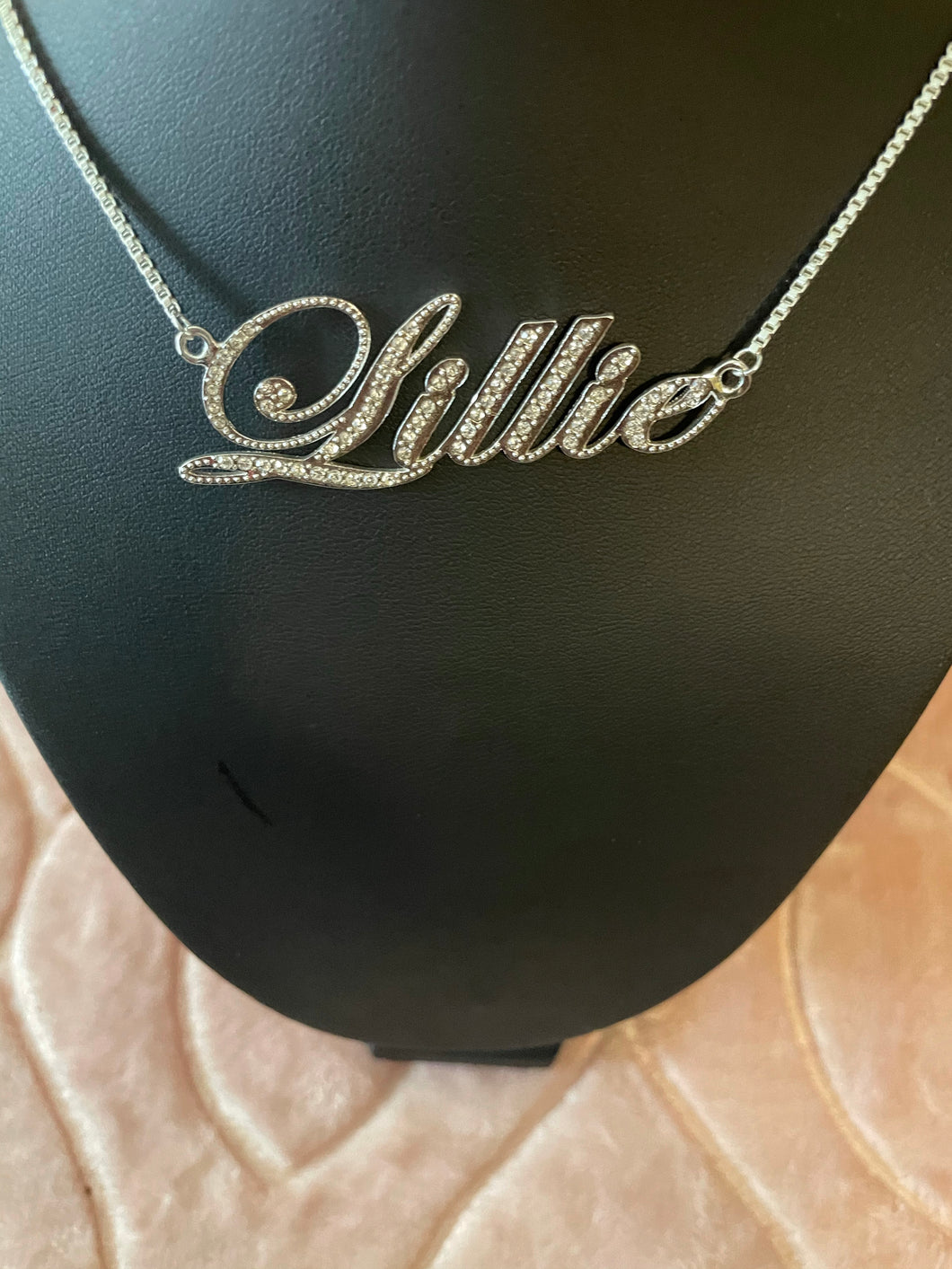 Iced nameplate necklaces